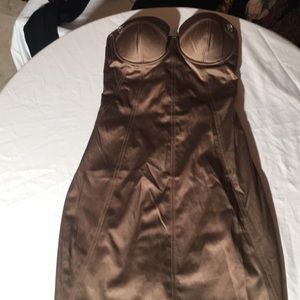 Strapless dress metallic bronze color